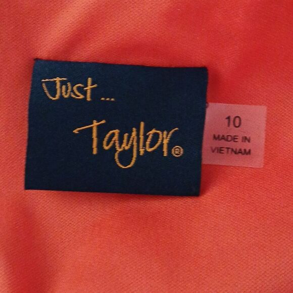 JUST…TAYLOR Orange And Cream Colored Chiffon Midi Dress Sz 10 NWOT - Picture 9 of 9
